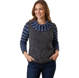 XL Spanner Striped Sweater Sport Purple Black Stripe Sparkle Sweater